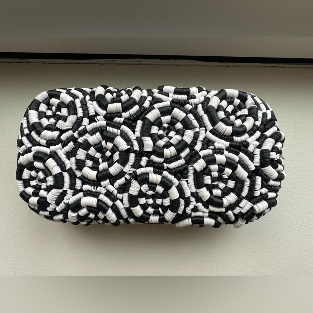 Alice + Olivia Black and White Beaded Clutch